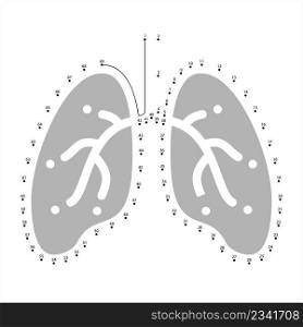 Lung Icon Connect The Dots, Human Primary Organ Of The Respiratory System Vector Art Illustration, Puzzle Game Containing A Sequence Of Numbered Dots
