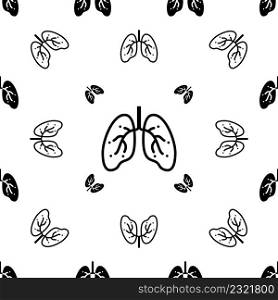 Lung Icon Seamless Pattern, Human Primary Organ Of The Respiratory System Vector Art Illustration