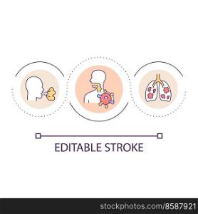 Lung infection problem loop concept icon. Respiratory infections affect. Disease symptoms abstract idea thin line illustration. Isolated outline drawing. Editable stroke. Arial font used. Lung infection problem loop concept icon