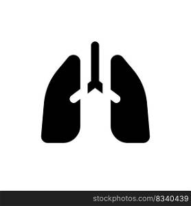 Lungs black glyph ui icon. Checkup of respiratory system. Pneumonia treatment. User interface design. Silhouette symbol on white space. Solid pictogram for web, mobile. Isolated vector illustration. Lungs black glyph ui icon