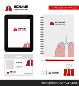 Lungs Business Logo, Tab App, Diary PVC Employee Card and USB Brand Stationary Package Design Vector Template