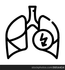 lungs cutting ache line icon vector. lungs cutting ache sign. isolated contour symbol black illustration. lungs cutting ache line icon vector illustration