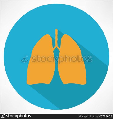 Lungs flat icon with long shadow