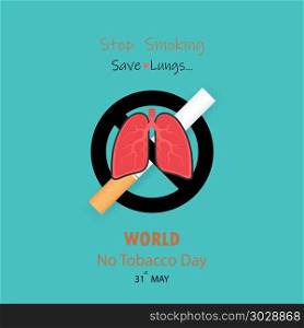 Lungs icon and cigarette.Quit Tobacco vector logo design templat. Lungs icon and cigarette.Quit Tobacco vector logo design template.May 31st World no tobacco day.No Smoking Day Awareness Idea Campaign.Vector illustration.