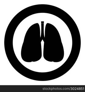 Lungs icon black color in circle vector illustration