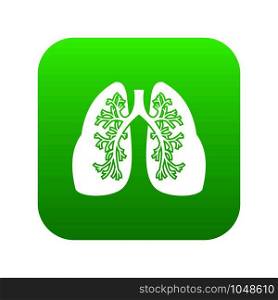 Lungs icon digital green for any design isolated on white vector illustration. Lungs icon digital green