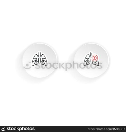 Lungs icons, healthy and with pneumonia or tuberculosis. Vector on isolated white background. EPS 10.. Lungs icons, healthy and with pneumonia or tuberculosis. Vector on isolated white background. EPS 10