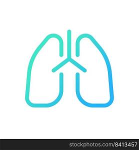 Lungs pixel perfect gradient linear ui icon. Checkup of respiratory system. Pneumonia treatment. Line color user interface symbol. Modern style pictogram. Vector isolated outline illustration. Lungs pixel perfect gradient linear ui icon