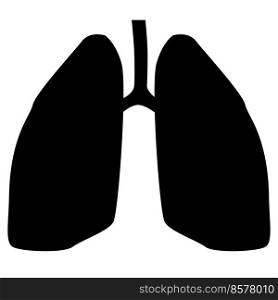 Lungs silhouette isolated on white. Vector icon or design element.. Lungs silhouette isolated on white. Icon or design element.