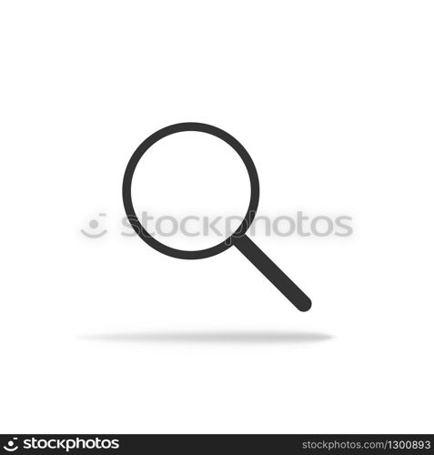 Lupe icon in miminalism. Magnifier with shadow in flat. Vector EPS 10