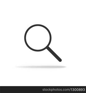 Lupe icon in miminalism. Magnifier with shadow in flat. Vector EPS 10