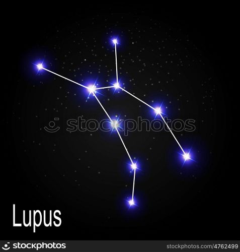 Lupus Constellation with Beautiful Bright Stars on the Background of Cosmic Sky Vector Illustration EPS10. Lupus Constellation with Beautiful Bright Stars on the Backgroun