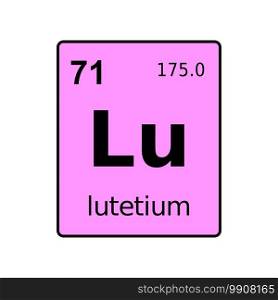 Lutetium chemical element of periodic table. Sign with atomic number.