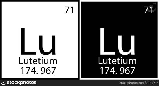 Lutetium chemical symbol. Flat art. Mendeleev table. Science structure. Square frames. Vector illustration. Stock image. EPS 10.. Lutetium chemical symbol. Flat art. Mendeleev table. Science structure. Square frames. Vector illustration. Stock image.