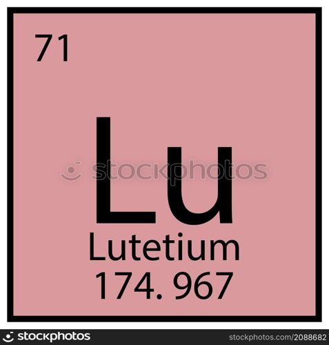 Lutetium chemical symbol. Square frame. Mendeleev table element. Pink background. Vector illustration. Stock image. EPS 10.. Lutetium chemical symbol. Square frame. Mendeleev table element. Pink background. Vector illustration. Stock image.