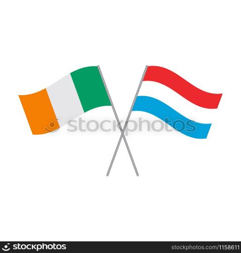 Luxembourg and Ireland flags vector isolated on white background