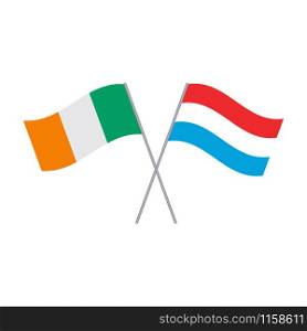 Luxembourg and Ireland flags vector isolated on white background
