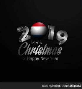 Luxembourg Flag 2019 Merry Christmas Typography. New Year Abstract Celebration background