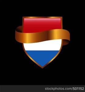 Luxembourg flag Golden badge design vector
