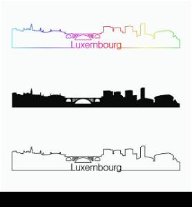 Luxembourg skyline linear style with rainbow in editable vector file