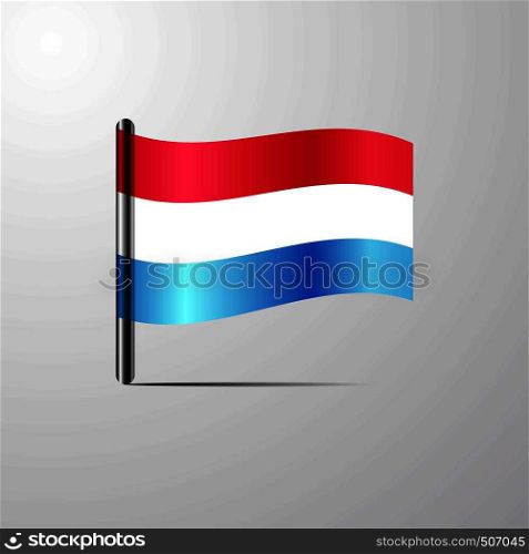 Luxembourg waving Shiny Flag design vector
