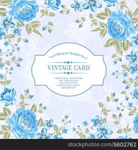 Luxurious color peony background with a vintage label. Vector illistration.