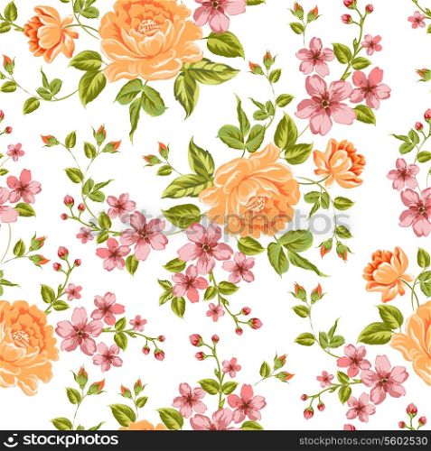 Luxurious color peony seamless pattern. Vector illistration.