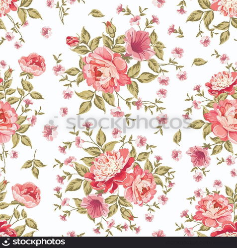 Luxurious color peony seamless pattern. Vector illistration.