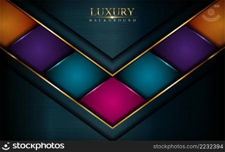 Luxurious dark green combine with colorful gradient shape background. Elegant modern background. Vector graphic illustration