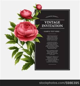 Luxurious peony flower and leaves greeting card. Vector illustration. Luxurious peony flower and leaves greeting card. Vector illustration EPS10