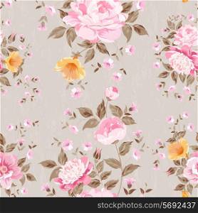 Luxurious peony wallpaper in vintage style. Vector illustration.