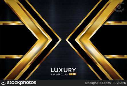 luxurious premium black abstract background with golden lines. Overlap textured layer design. Realistic light effect on textured background. Vector illustration template design.