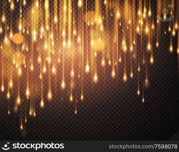 Luxurious sparkling black background with golden glittering sparkles. Blur motion bokeh background. Vector illustration EPS10. Luxurious sparkling black background with golden glittering sparkles. Blur motion bokeh background. Vector illustration