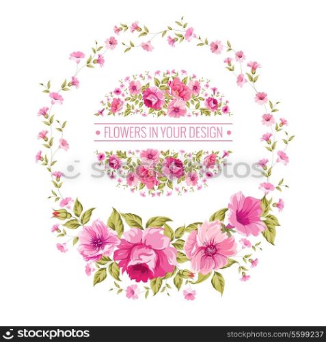 Luxurious vintage card of color peony label. Vector illustration.