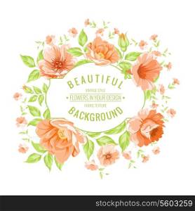 Luxurious vintage card of color peony label. Vector illustration.