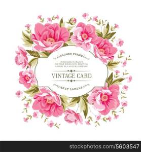 Luxurious vintage card of color peony . Vector illistration.