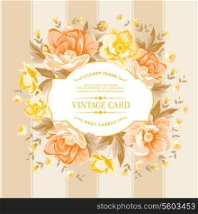 Luxurious vintage card of color peony . Vector illustration.