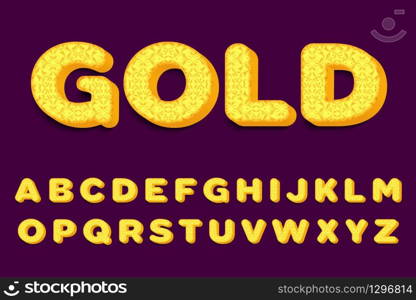 Luxury 3D gold Alphabet Letters, Numbers and Symbols. Delicate Typography . Vector