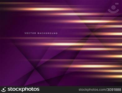 Luxury 3D with glow lighting effect on violet background. Luxury premium concept. Speed line movement design. Vector illustration