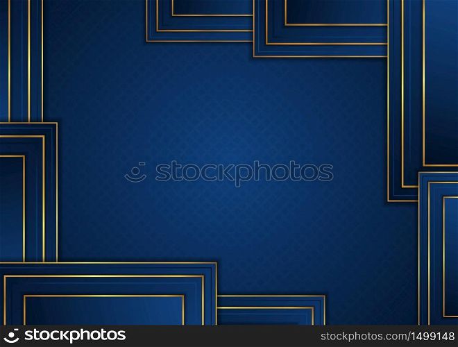 Luxury abstract geometric square background gold metallic color with space. vector illustration.