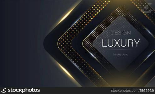 luxury abstract technology modern black and gold glitter particles background. Graceful pattern design.