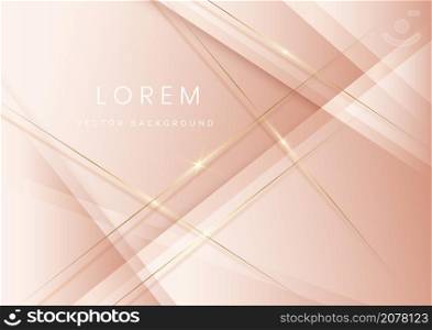 Luxury abstrct 3d template design with golden diagonal lines sparkle on white soft brown background. Vector illustration