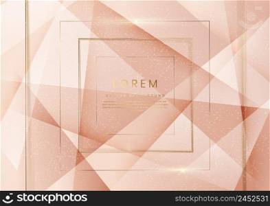 Luxury abstrct 3d template design with golden square lines sparkle on white soft brown background. Vector illustration 