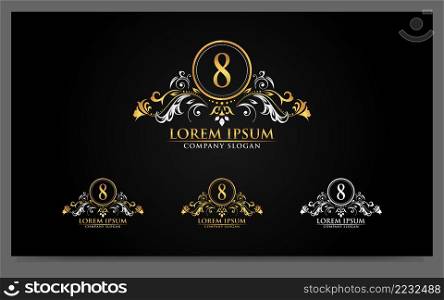 Luxury alphabets logo with golden badges design template. Vector graphic illustration