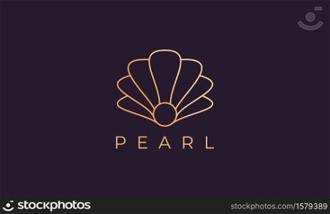 luxury and elegant gold colored pearl shell logo template