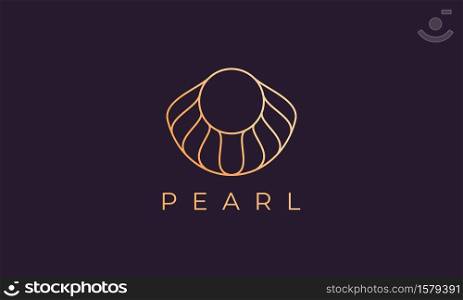 luxury and elegant gold colored pearl shell logo template