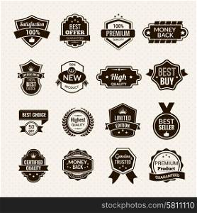 Luxury and premium quality goods labels black set isolated vector illustration. Luxury Labels Black