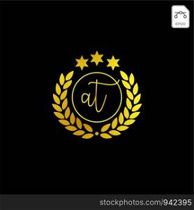 luxury AT initial logo or symbol business company vector icon isolated