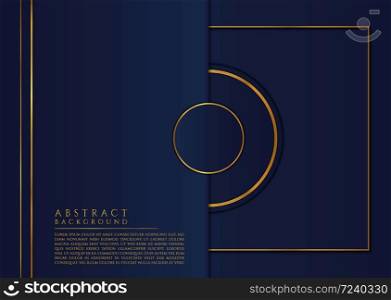 Luxury background abstract design overlap layer circle shape gold metallic and dark blue color. vector illustration.