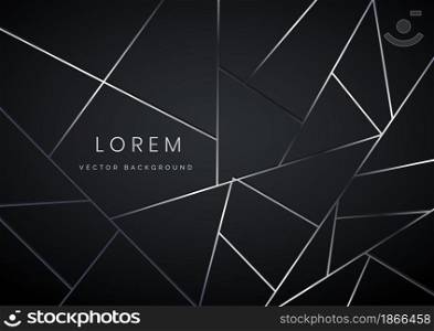 Luxury background silver polygonal shape on black backgroud. Vector illustration